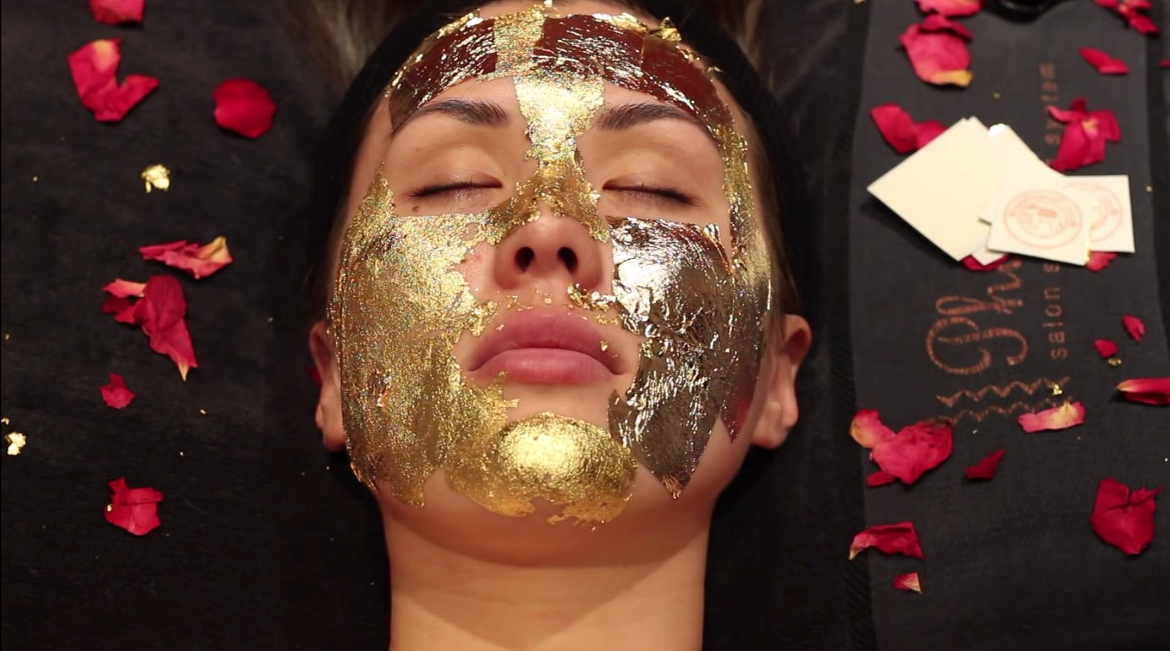 Load video: Watch Phâro Gold Leaves used in a facial